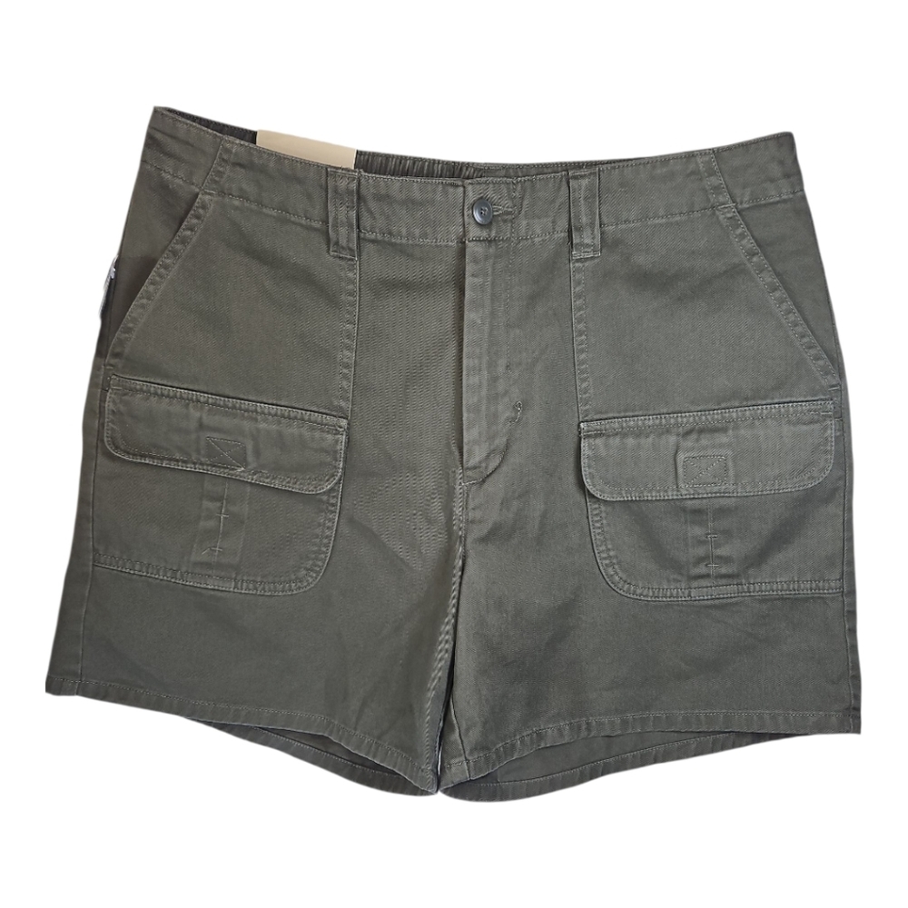 G.H. Bass & Co. Olive Green Twill Chino Cargo Shorts  5" Inseam Size 12